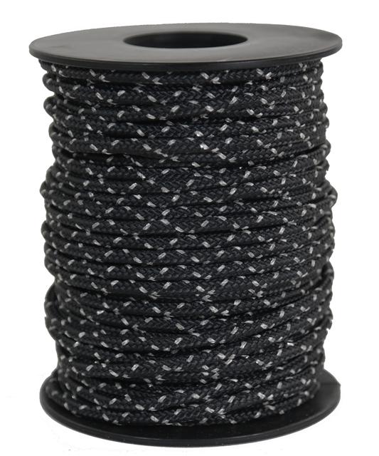 Reflektierendes Seil / Reflektseil Ø 3mm schwarz reflektierend 20 Meter (re520-20)