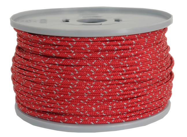 Reflektierendes Seil / Reflektseil Ø 3mm rot reflektierend 100 Meter (re500-100)