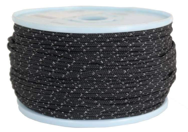 Reflektierendes Seil / Reflektseil Ø 3mm schwarz reflektierend 100 Meter (re520-100)