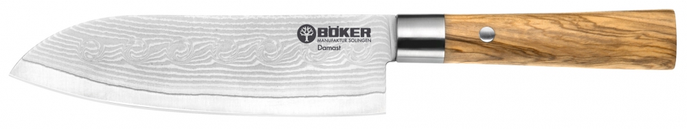 Böker Damast Olive Santokumesser 17,2cm Klinge (d130437)