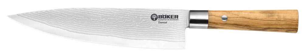 Böker Damast Olive großes Kochmesser 21,2cm Klinge (d130441)