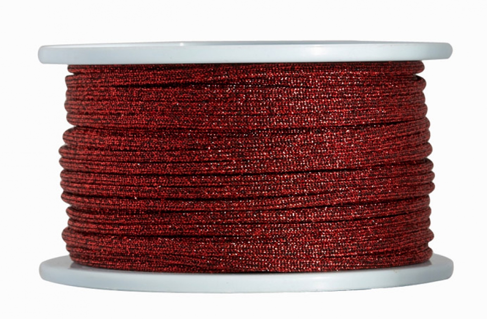 Kordel / Schnur Ø 3,5mm Fb. festlich rot-schwarz / glitzernd - 50 Meter (GLi-R-50)