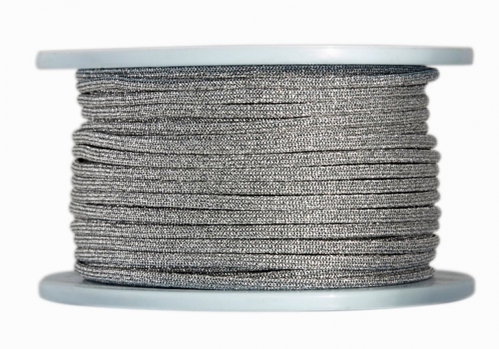 Kordel / Schnur Ø 3,5mm Fb. silber / glitzernd - 50 Meter (GLi-S-50)