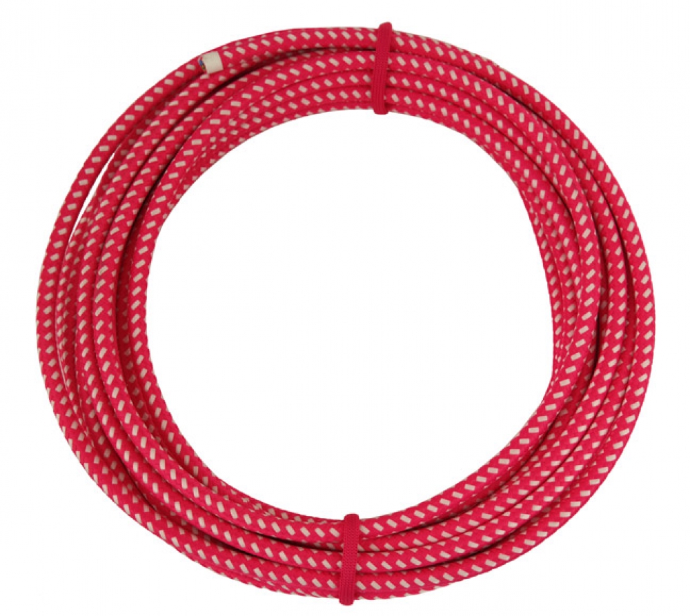 Stromkabel 3x1,5 mm² - umflochten Fb. pink-weiss -nachleuchtend Länge 10 Meter (G16-200k)
