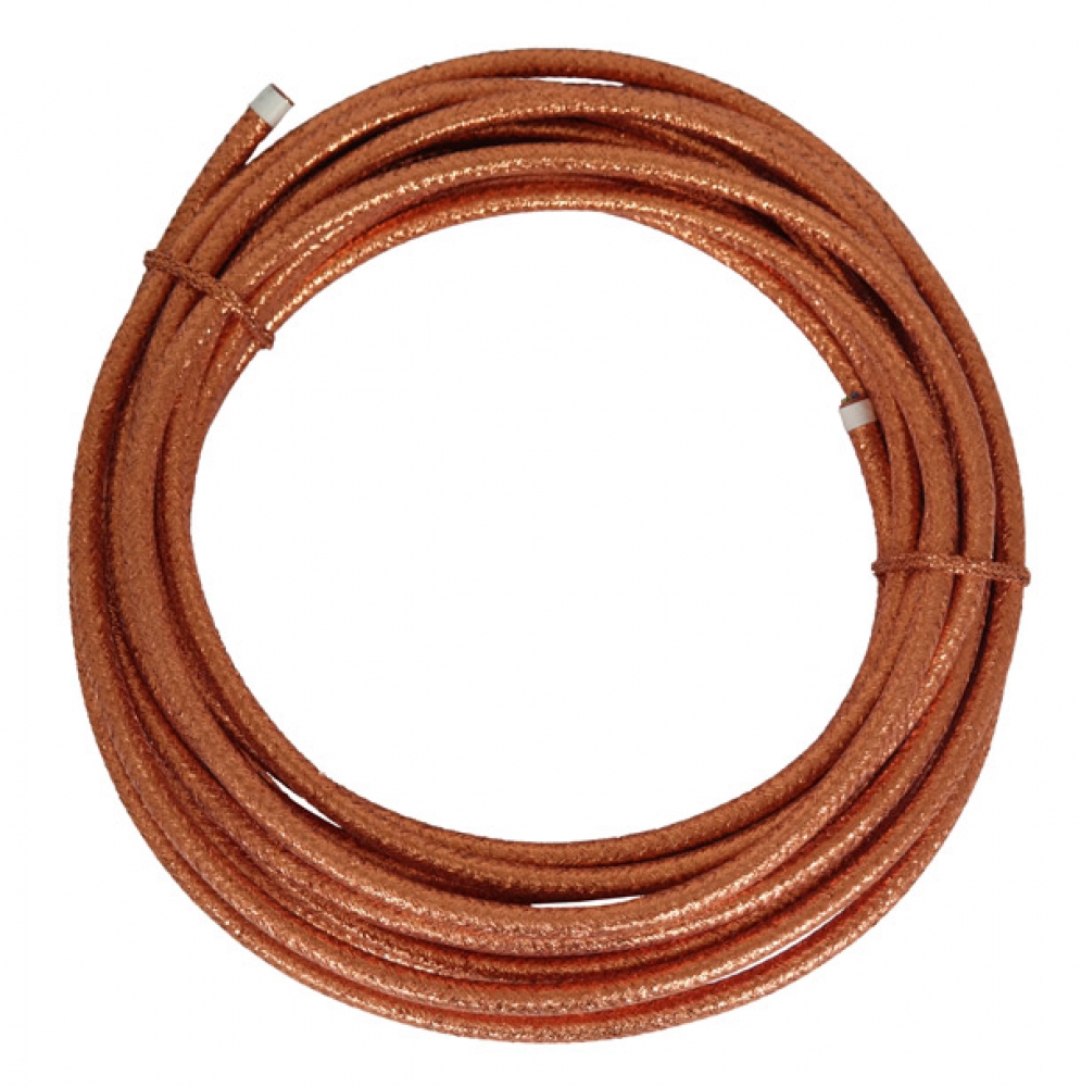 Stromkabel 3x1,5 mm² - Silikonkabel umflochten Fb. kupfer-glänzend - Länge 10 Meter (G16-310k)