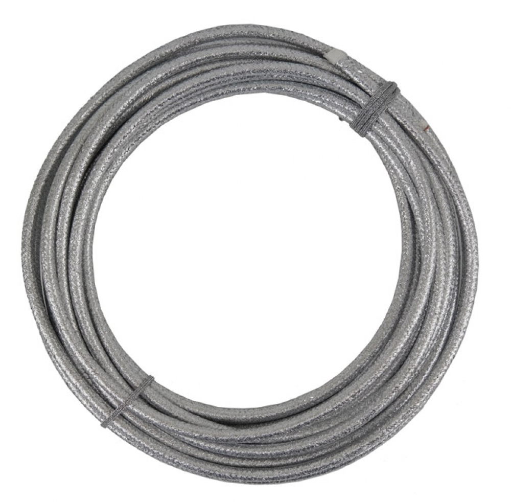 Stromkabel 3x1,5 mm² - Silikonkabel umflochten Fb. silber-glänzend - Länge 10 Meter (G16-320k)