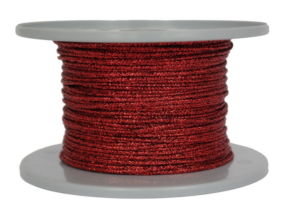 Dekoschnur-Seil-Kordel -100 Meter - Ø ca.2mm - Fb. rot glitzernd-glänzend (GL-2-100R)