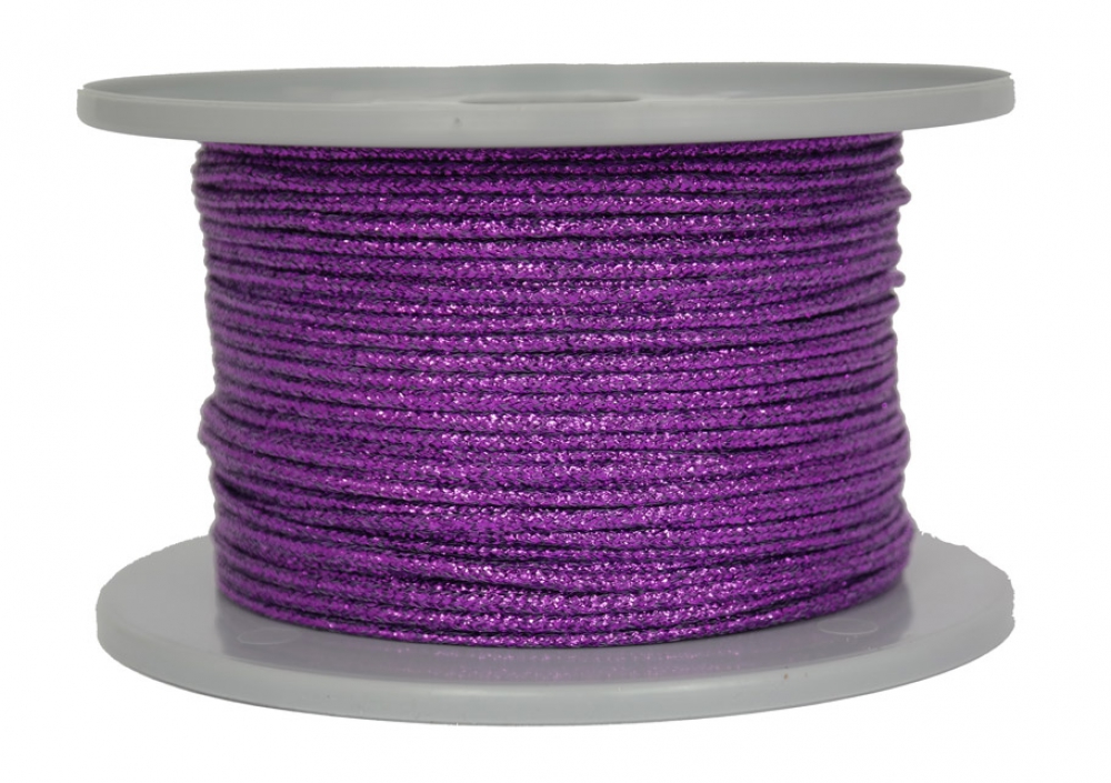 Dekoschnur-Seil-Kordel - 100 Meter - Ø ca.2mm - Fb. lila glitzernd-glänzend (GL-2-100L)