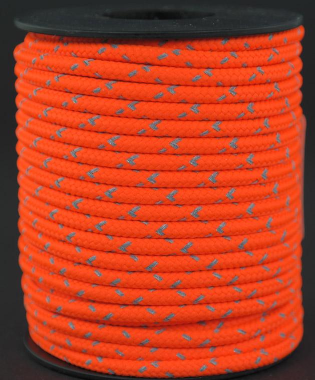 Flechtleine / Absperrseil / Zeltleine reflektierend Ø3.5mm Fb.leuchtorange 15 Meter (re3.5-or15)