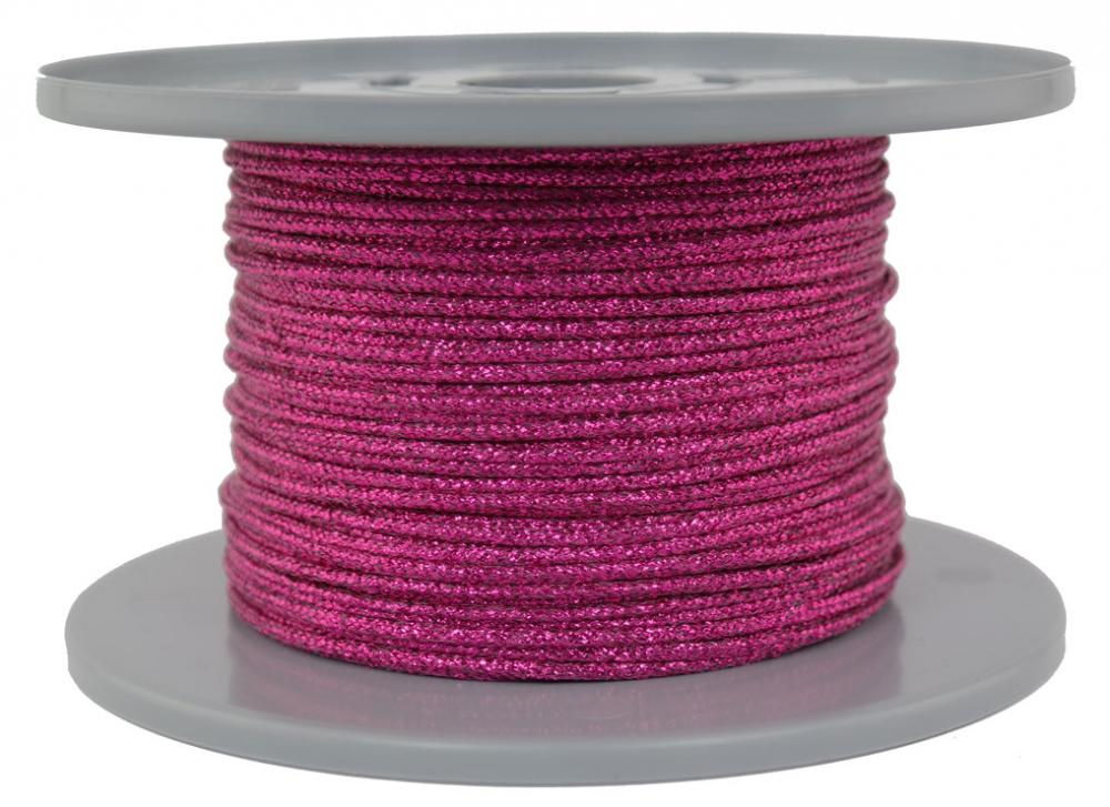 Dekoschnur-Seil-Kordel - 100 Meter - Ø ca.2mm - Fb. fuchsia glitzernd-glänzend (GL-2-100F)