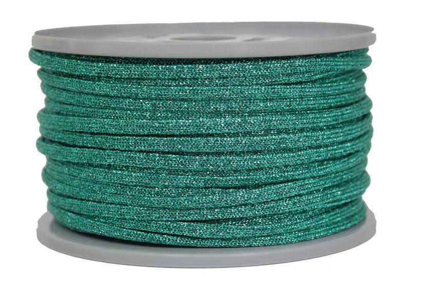 Kordel / Schnur Ø 3,5mm Fb. grün / glitzernd - 50 Meter (GLi-GR-50)