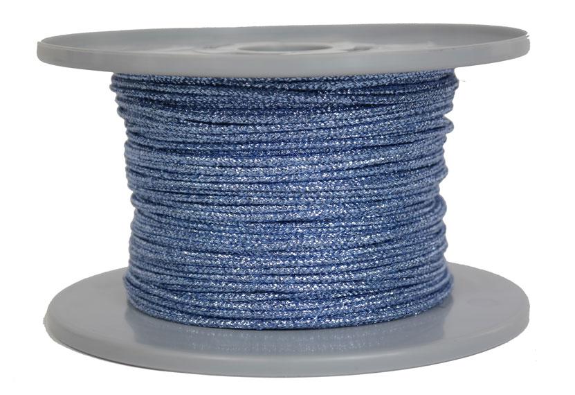 Dekoschnur-Seil-Kordel - 100 Meter - Ø ca.2mm - Fb. stahlblau glitzernd-glänzend (GL-2-100SB)