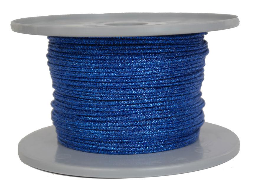 Dekoschnur-Seil-Kordel - 100 Meter - Ø ca.2mm - Fb. blau glitzernd-glänzend (GL-2-100B)