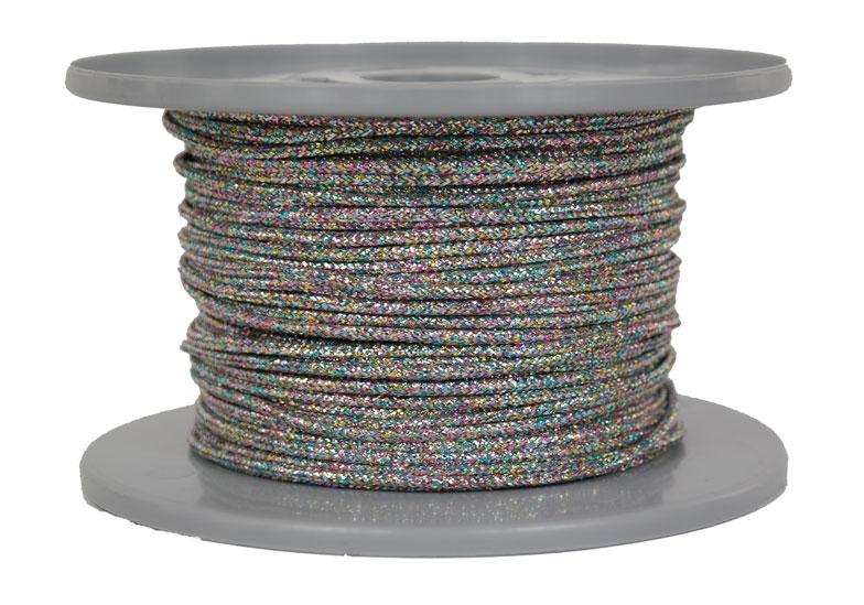 Dekoschnur-Seil-Kordel - 100 Meter - Ø ca.2mm - Fb.multicolor glitzernd-glänzend (GL-2-100MC)
