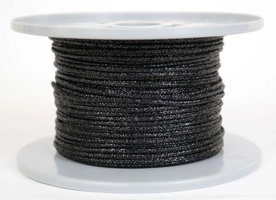 Dekoschnur-Seil-Kordel - 100 Meter - Ø ca.2mm - Fb. schwarz glitzernd-glänzend (GL-2-100S)