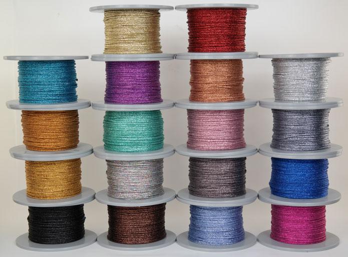 Schnur/Seil/Flechtleine - Länge je 100 m - Ø ca.2mm - alle 18 Farben - glitzernd-glänzend (GL-2-100)