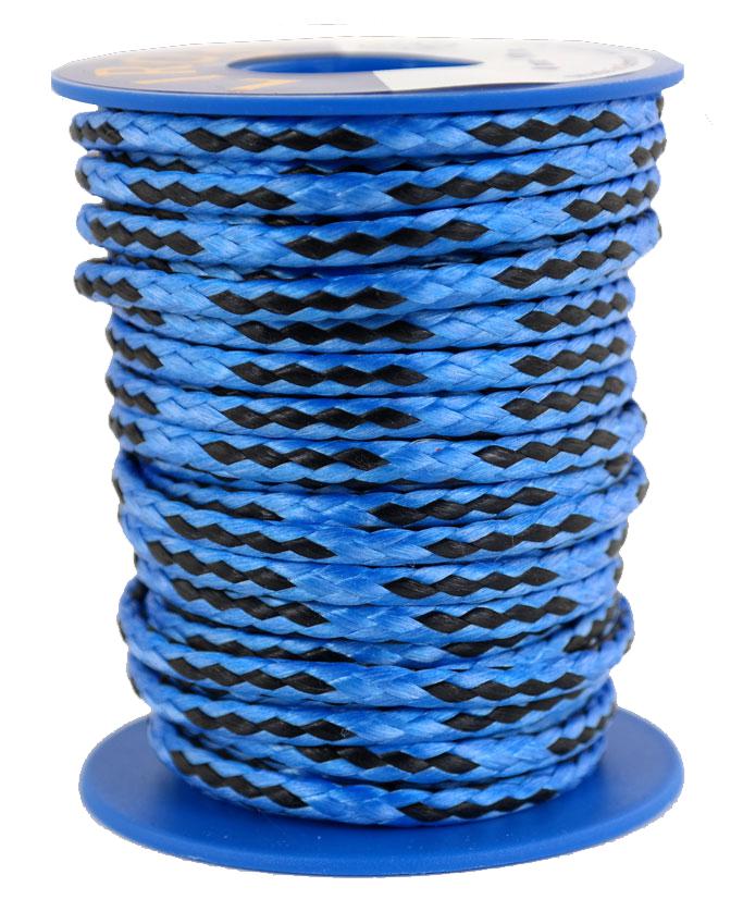 Dyneema Flechtleine / Seil / Dyneemaseil / Dyneema-Rope blau/schwarz Ø 4mm - 10 Meter (dy470-10)