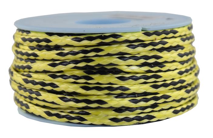 Dyneema Flechtleine / Seil / Dyneemaseil / Dyneema-Rope gelb/schwarz - Ø 3mm - 15 Meter (dy380-15)