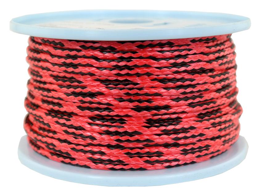 Dyneema Flechtleine / Seil / Dyneemaseil / Dyneema-Rope rot/schwarz Ø 4mm - 50 Meter (dy460-50)