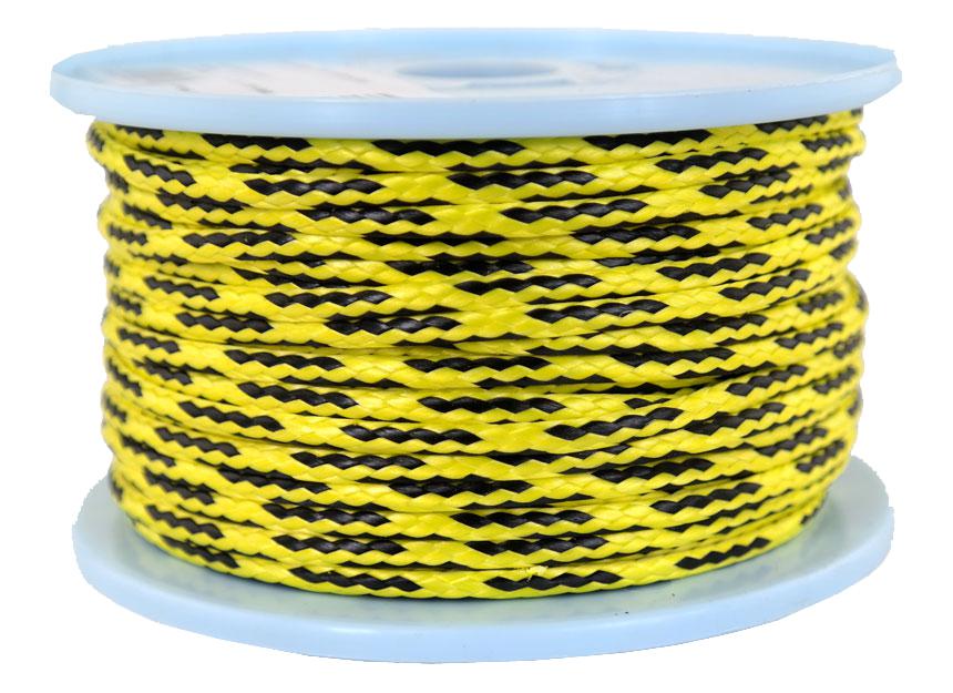 Dyneema Flechtleine / Seil / Dyneemaseil / Dyneema-Rope gelb/schwarz Ø 4mm 50 Meter (dy480-50)