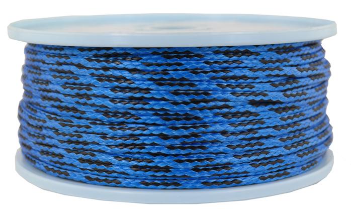 Dyneema Flechtleine / Seil / Dyneemaseil / Dyneema-Rope blau-schwarz Ø 4mm - 100 Meter (dy470)