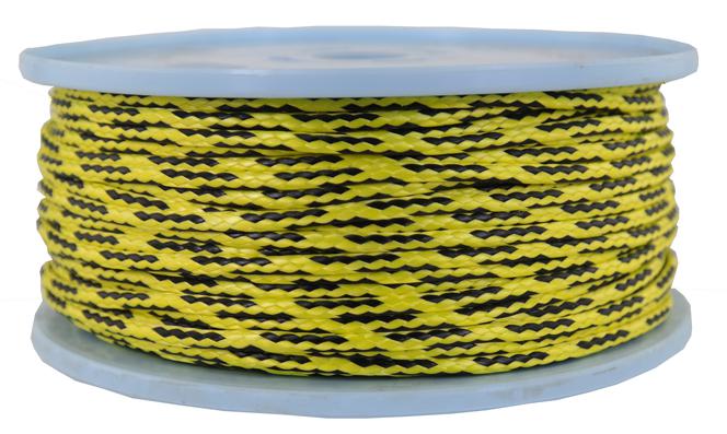 Dyneema Flechtleine / Seil / Dyneemaseil / Dyneema-Rope gelb-schwarz Ø 4mm - 100 Meter (dy480)