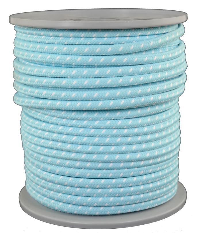 Schwarzlicht Leuchtschnur geflochten - Ø ca.6mm - Fb. blau-weiss - 50 Meter (b850-50)