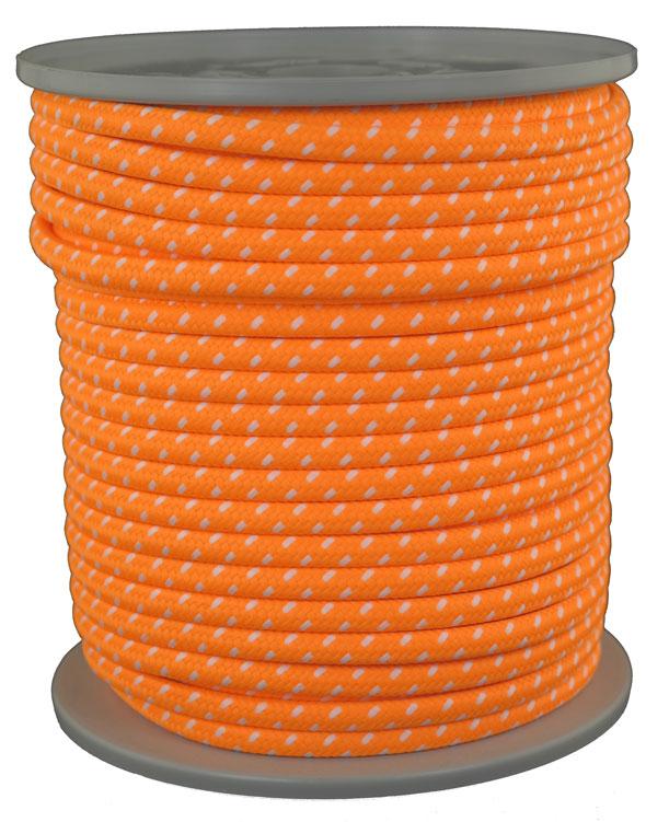 Schwarzlicht Leuchtschnur geflochten - Ø ca.6mm - Fb. hellorange-weiss - 50 Meter (b860-50)