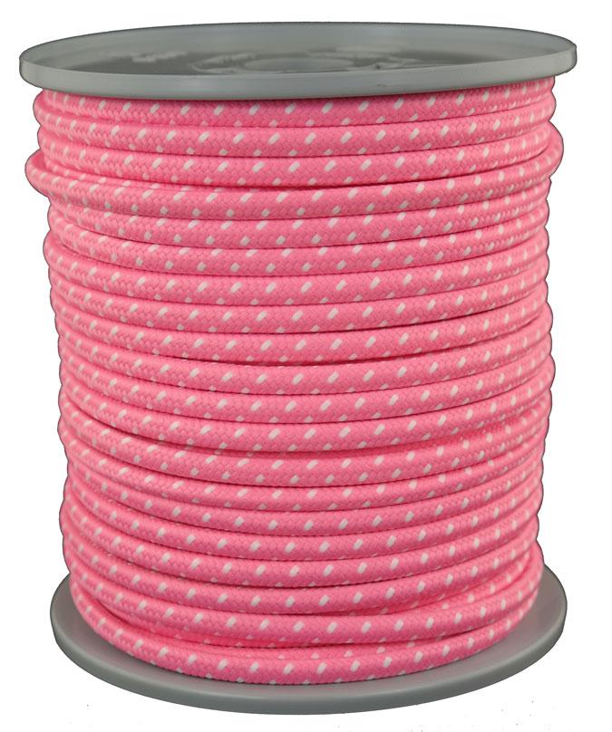 Schwarzlicht Leuchtschnur geflochten - Ø ca.6mm - Fb. rosa-weiss - 50 Meter (b870-50)