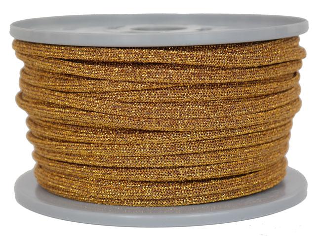 Kordel / Schnur Ø 3,5mm Fb. dunkelgold / glitzernd - 50 Meter (GLi-DG-50)