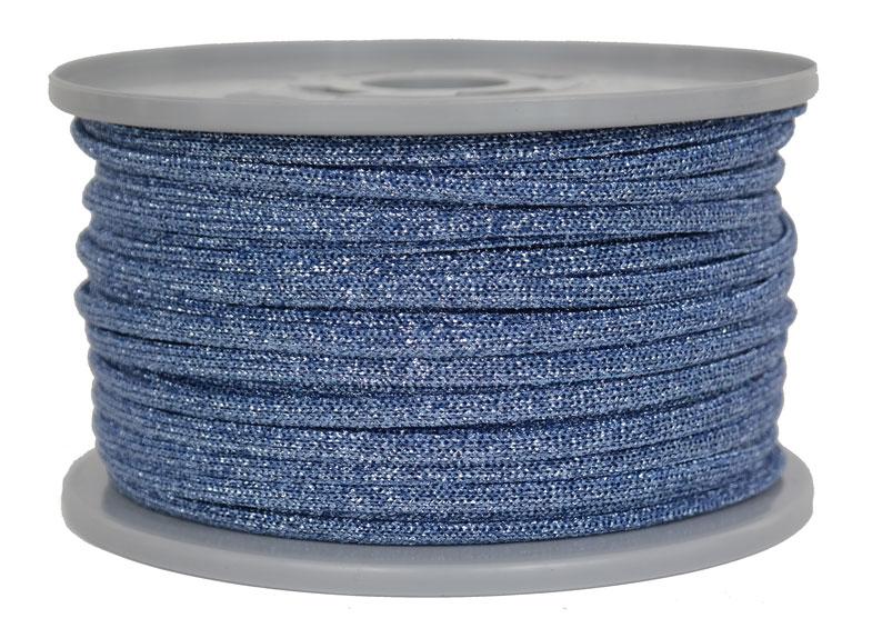 Kordel / Schnur Ø 3,5mm Fb. stahlblau / glitzernd - 50 Meter (GLi-SB-50)