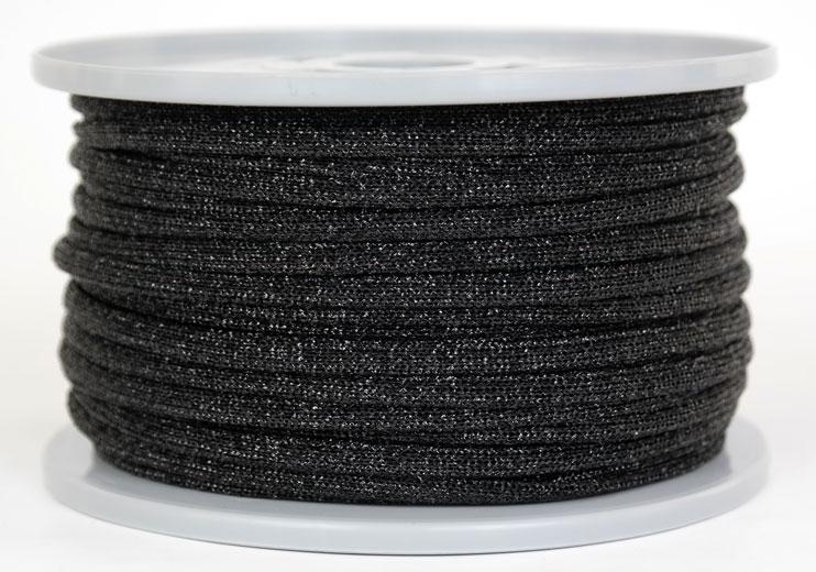 Kordel / Schnur Ø 3,5mm Fb. schwarz / glitzernd - 50 Meter (GLi-SW-50)