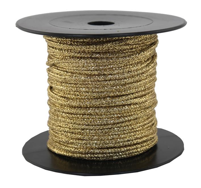 Dekoschnur-Seil-Kordel-Goldkordel - 50 Meter - Ø ca.2mm - Fb. gold glitzernd-glänzend (GL-2-50G)