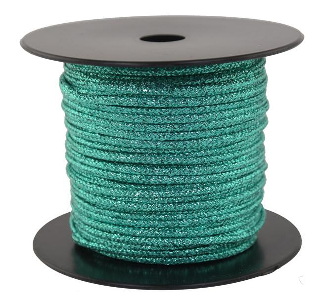 Dekoschnur-Seil-Kordel - 50 Meter - Ø ca.2mm - Fb. grün glitzernd-glänzend (GL-2-50GR)