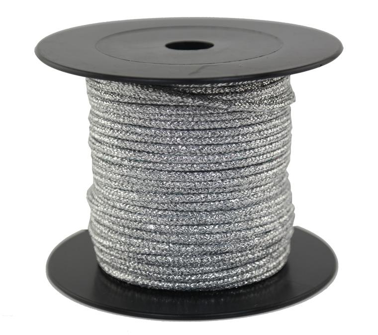 Schnur-Seil-Kordel-Silberkordel - 50 Meter - Ø ca.2mm - Fb. silber glitzernd-glänzend (GL-2-50SI)