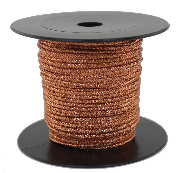 Dekoschnur-Seil-Kordel-kupferkordel - 50 Meter - Ø ca.2mm - Fb. kupfer glitzernd-glänzend (GL-2-50K)