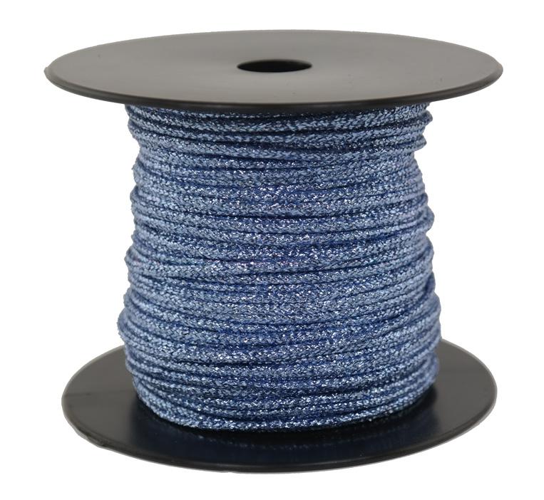 Dekoschnur-Seil-Kordel - 50 Meter - Ø ca.2mm - Fb. stahlblau glitzernd-glänzend (GL-2-50SB)