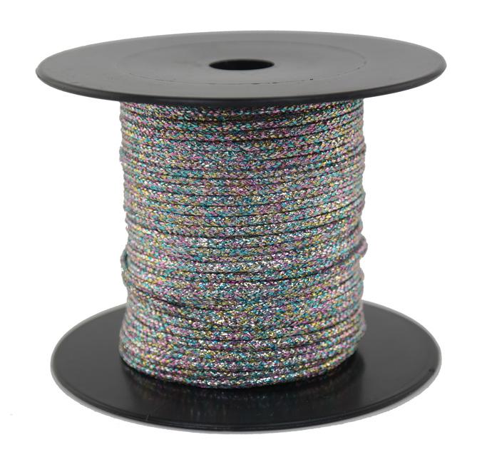 Dekoschnur-Seil-Kordel - 50 Meter - Ø ca.2mm - Fb. multicolor glitzernd-glänzend (GL-2-50MC)