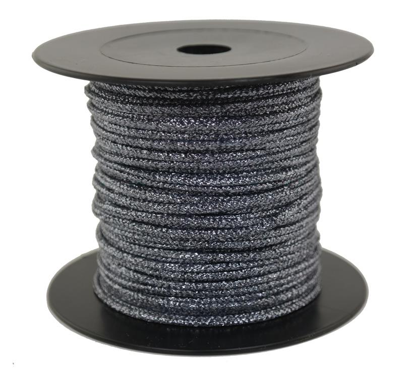 Dekoschnur-Seil-Kordel - 50 Meter - Ø ca.2mm - Fb. platin glitzernd-glänzend (GL-2-50P)