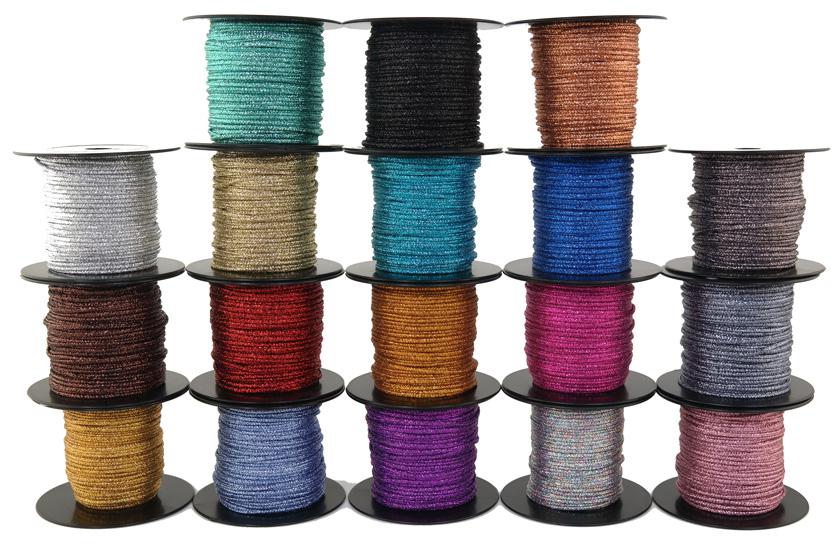 Dekoschnur-Seil-Kordel - Länge je 50 m - Ø ca.2mm - alle 18 Farben - glitzernd-glänzend (GL-2-18)