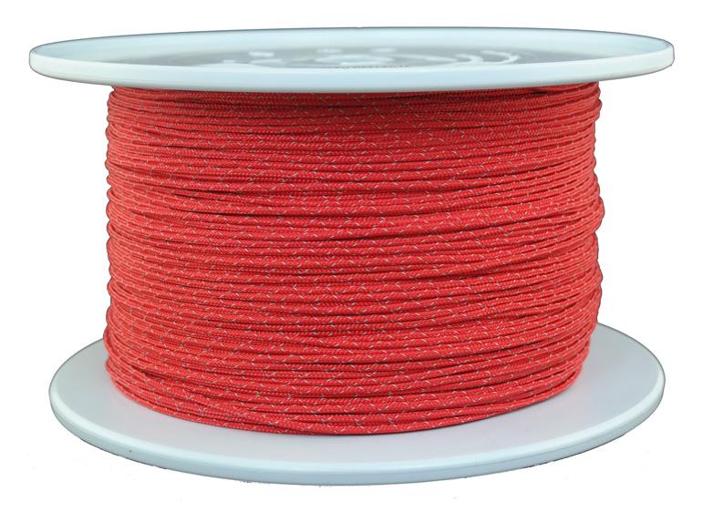 Reflektierendes Seil / Reflektseil Ø 3mm rot reflektierend 500 Meter (re500-500)