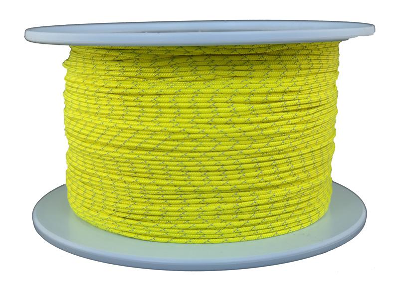 Reflektierendes Seil / Reflektseil Ø 3mm gelb reflektierend 500 Meter (re510-500)