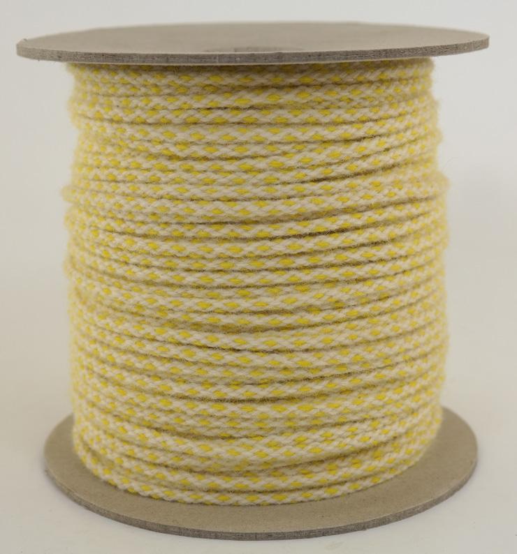 SONDERANGEBOT : Wollseil Ø ca. 4mm - 100 Meter - 100% Schurwolle Fb. gelb/ natur (Wo-gew-100)