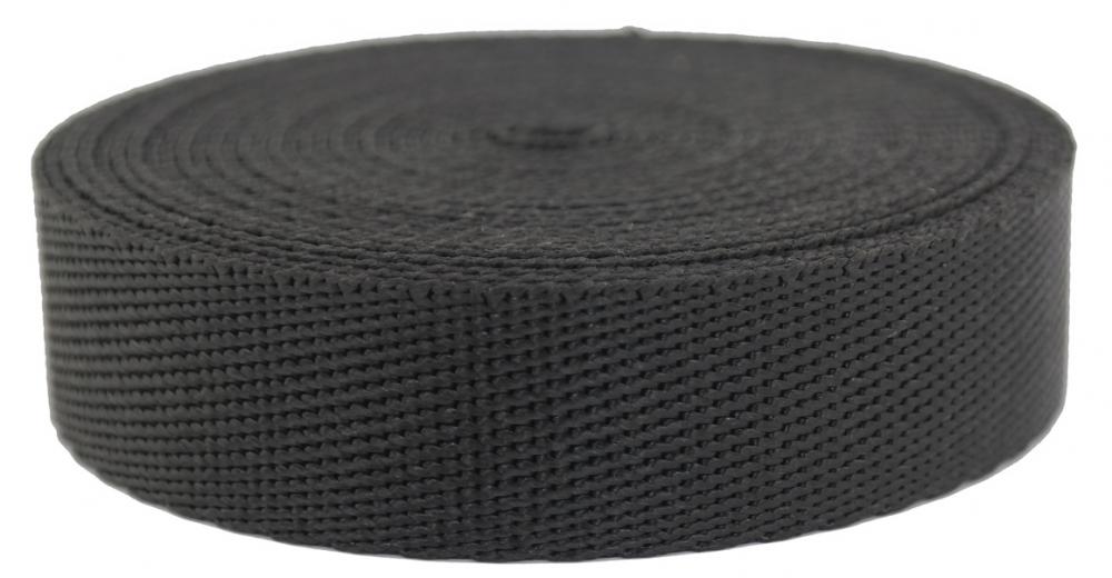 Dyneema Gurtband - Breite 25mm - aus 100% Dyneema - Länge: 5 Meter Fb. schwarz (dy1425S)